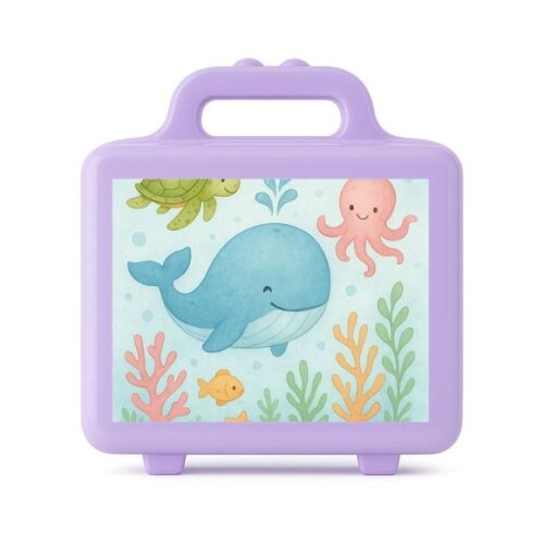 Maleta Plástica Personalizada 12x10cm Baleia Aquarela