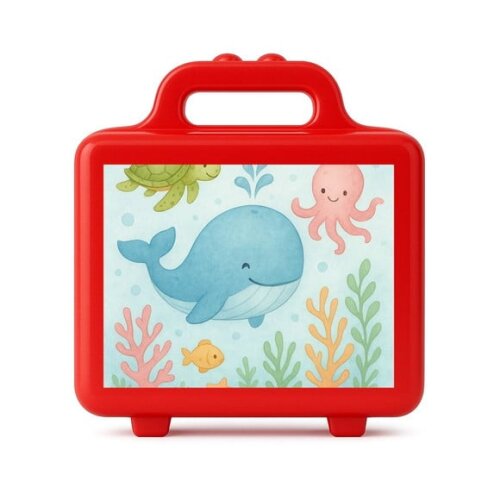 Maleta Plástica Personalizada 12x10cm Baleia Aquarela