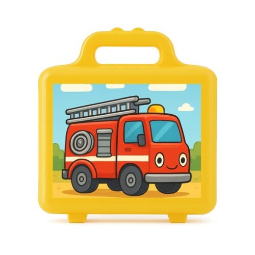 Maleta Plástica Personalizada 12x10cm Caminhão de Bombeiro