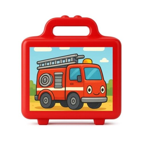 Maleta Plástica Personalizada 12x10cm Caminhão de Bombeiro