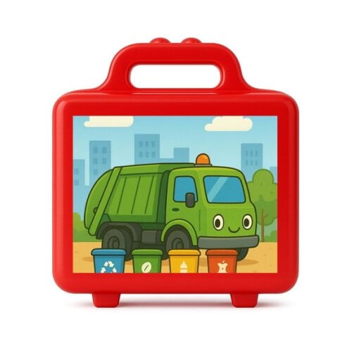 Maleta Plástica Personalizada 12x10cm Caminhão de Lixo
