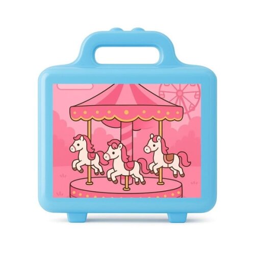 Maleta Plástica Personalizada 12x10cm Carrossel Rosa
