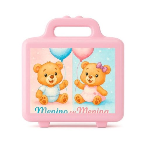 Maleta Plástica Personalizada 12x10cm Chá de Revelação