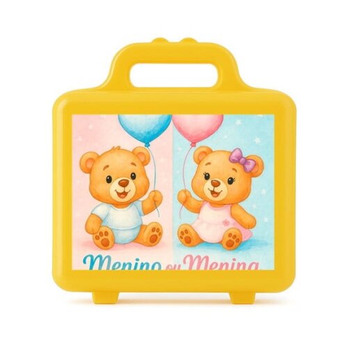 Maleta Plástica Personalizada 12x10cm Chá de Revelação
