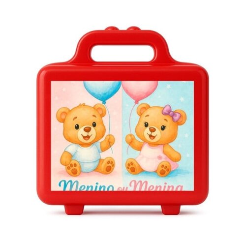 Maleta Plástica Personalizada 12x10cm Chá de Revelação