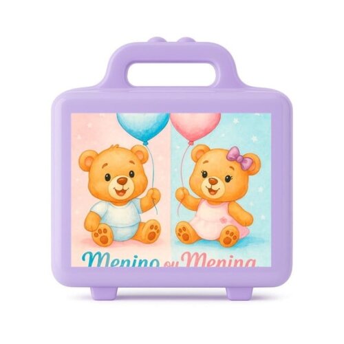 Maleta Plástica Personalizada 12x10cm Chá de Revelação