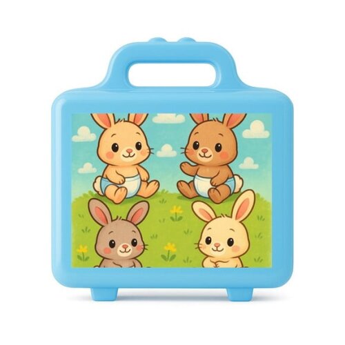 Maleta Plástica Personalizada 12x10cm Coelhinhos Baby