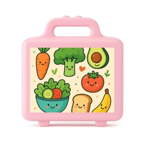 Maleta Plástica Personalizada 12x10cm Comidinhas Saudáveis