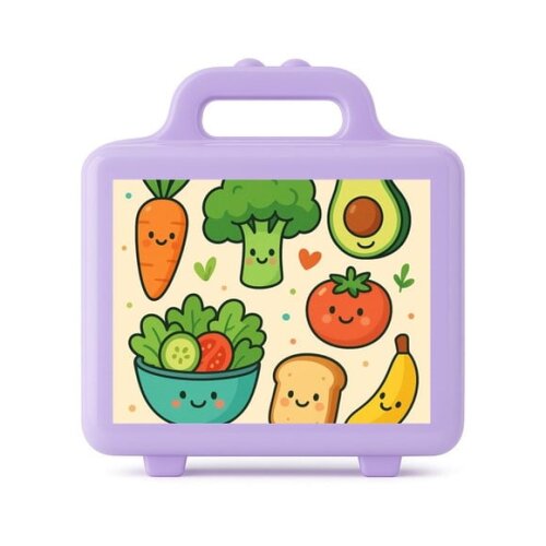 Maleta Plástica Personalizada 12x10cm Comidinhas Saudáveis