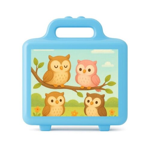 Maleta Plástica Personalizada 12x10cm Corujinhas