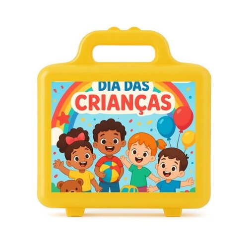 Maleta Plástica Personalizada 12x10cm Dia das Crianças