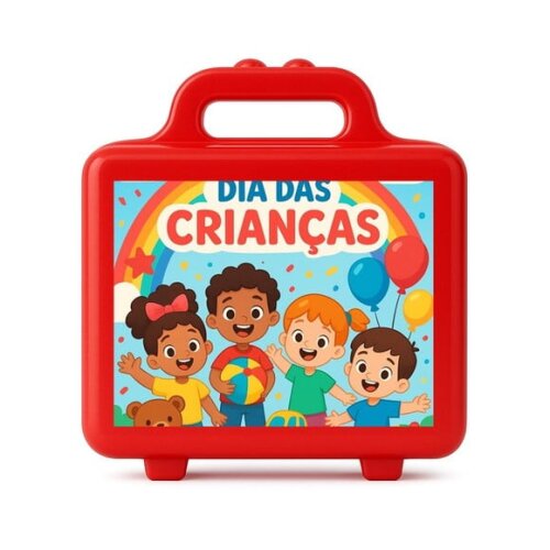 Maleta Plástica Personalizada 12x10cm Dia das Crianças