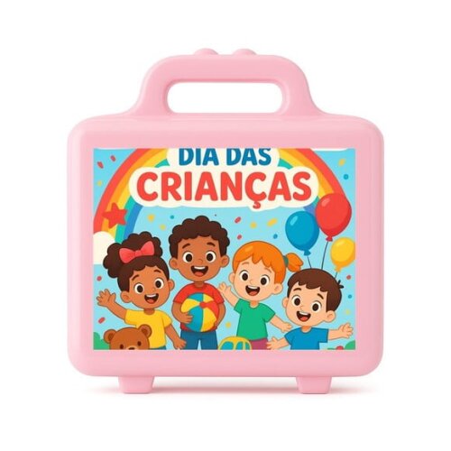 Maleta Plástica Personalizada 12x10cm Dia das Crianças