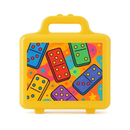 Maleta Plástica Personalizada 12x10cm Dominós Coloridos