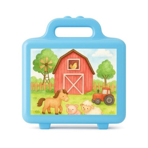Maleta Plástica Personalizada 12x10cm Fazendinha Aquarela