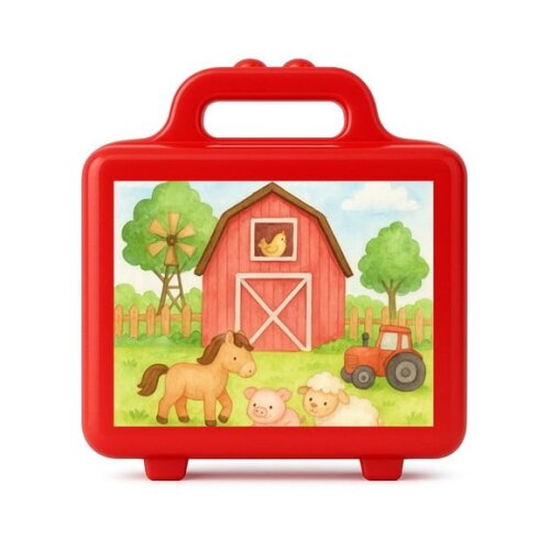 Maleta Plástica Personalizada 12x10cm Fazendinha Aquarela