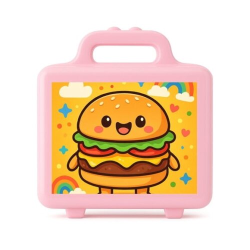 Maleta Plástica Personalizada 12x10cm Hambúrguer Divertido