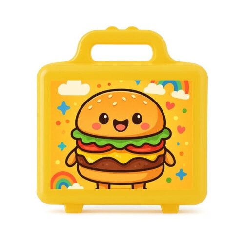 Maleta Plástica Personalizada 12x10cm Hambúrguer Divertido