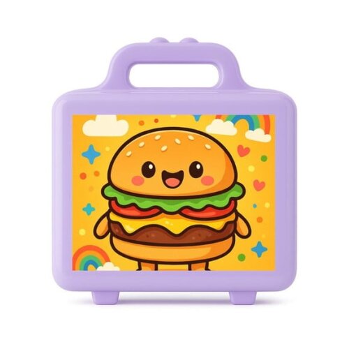 Maleta Plástica Personalizada 12x10cm Hambúrguer Divertido