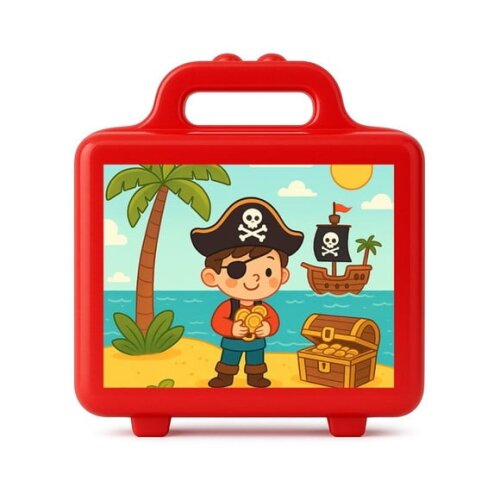 Maleta Plástica Personalizada 12x10cm Ilha Pirata