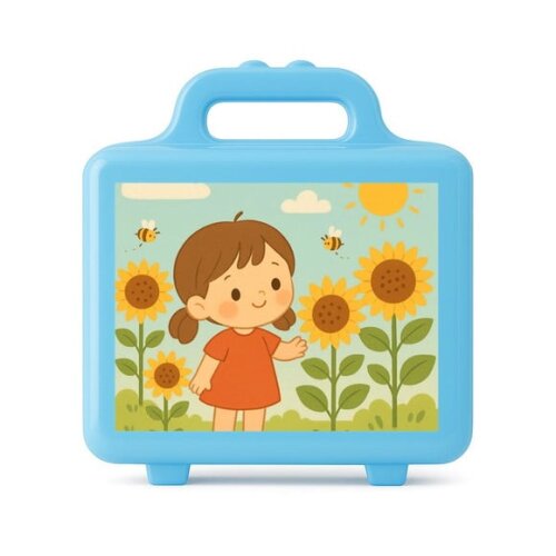 Maleta Plástica Personalizada 12x10cm Jardim dos Girassóis