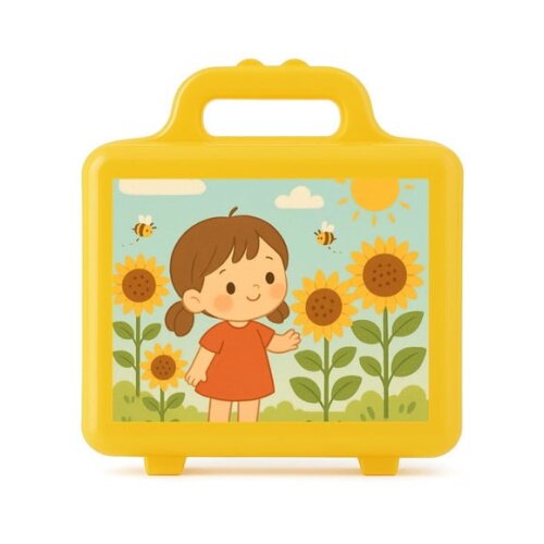 Maleta Plástica Personalizada 12x10cm Jardim dos Girassóis