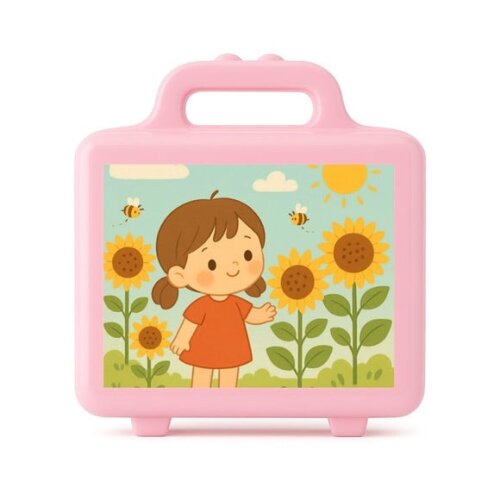 Maleta Plástica Personalizada 12x10cm Jardim dos Girassóis
