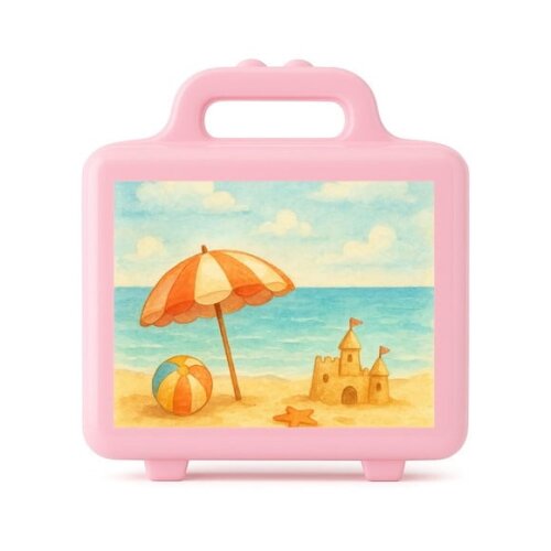 Maleta Plástica Personalizada 12x10cm Mar e Praia Aquarela