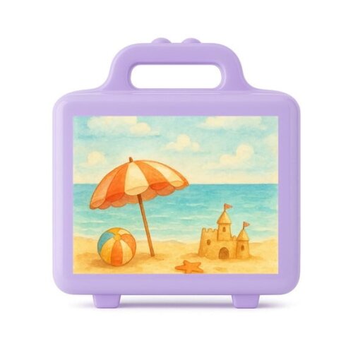 Maleta Plástica Personalizada 12x10cm Mar e Praia Aquarela