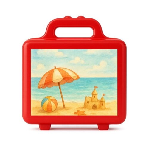 Maleta Plástica Personalizada 12x10cm Mar e Praia Aquarela