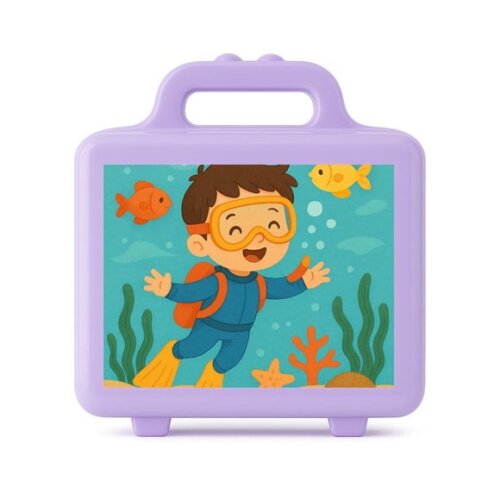 Maleta Plástica Personalizada 12x10cm Menino Mergulhador