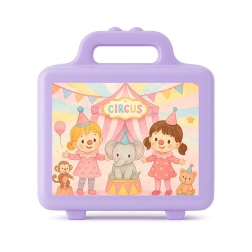 Maleta Plástica Personalizada 12x10cm Palhacinhas Aquarela