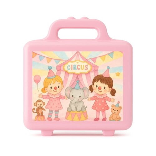Maleta Plástica Personalizada 12x10cm Palhacinhas Aquarela