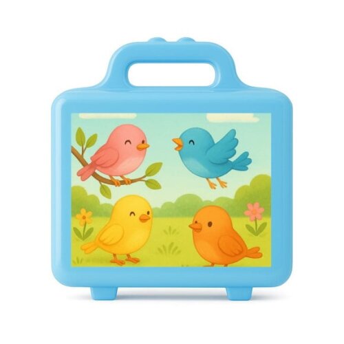 Maleta Plástica Personalizada 12x10cm Passarinhos