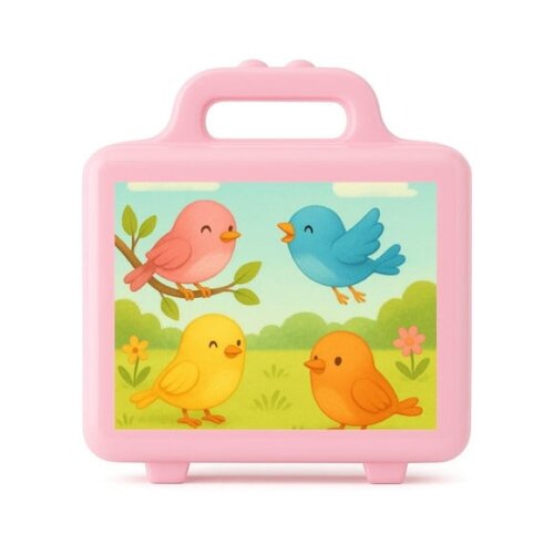 Maleta Plástica Personalizada 12x10cm Passarinhos