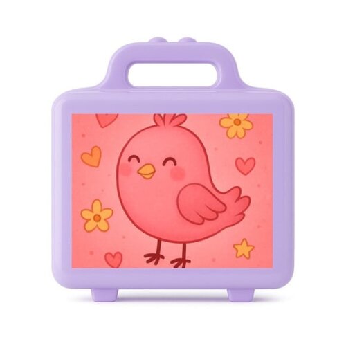 Maleta Plástica Personalizada 12x10cm Passarinho Rosa
