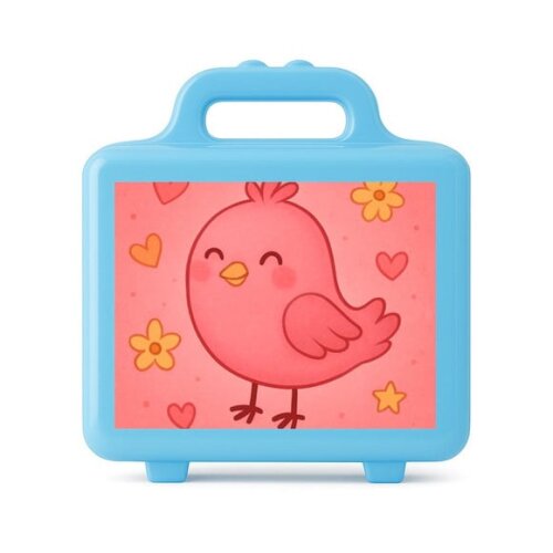 Maleta Plástica Personalizada 12x10cm Passarinho Rosa