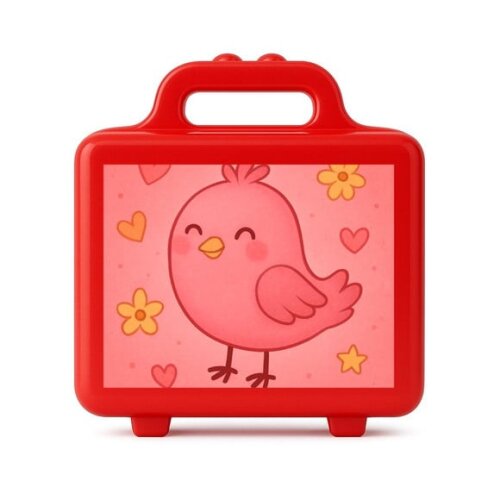 Maleta Plástica Personalizada 12x10cm Passarinho Rosa