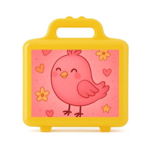 Maleta Plástica Personalizada 12x10cm Passarinho Rosa