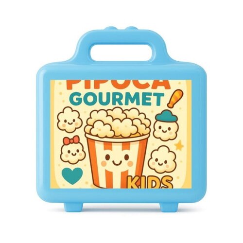 Maleta Plástica Personalizada 12x10cm Pipoca Gourmet Kids