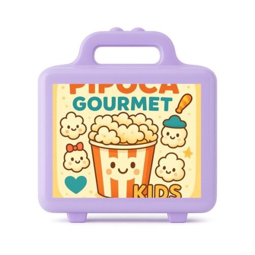 Maleta Plástica Personalizada 12x10cm Pipoca Gourmet Kids