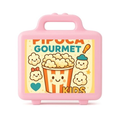 Maleta Plástica Personalizada 12x10cm Pipoca Gourmet Kids