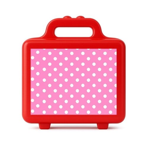 Maleta Plástica Personalizada 12x10cm Poá Rosa Pink