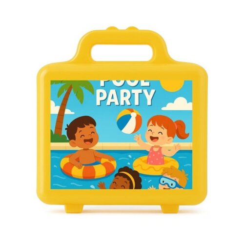 Maleta Plástica Personalizada 12x10cm Pool Party