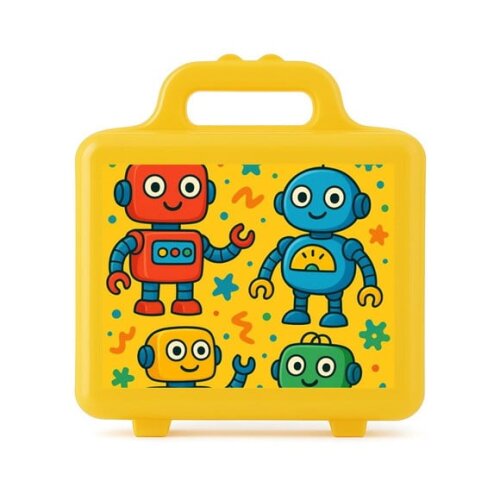 Maleta Plástica Personalizada 12x10cm Robôs Divertidos