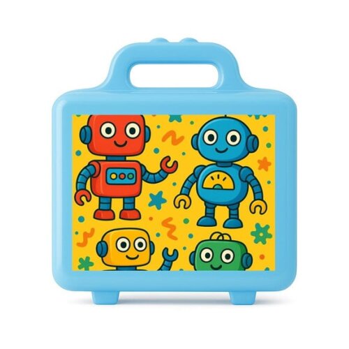 Maleta Plástica Personalizada 12x10cm Robôs Divertidos