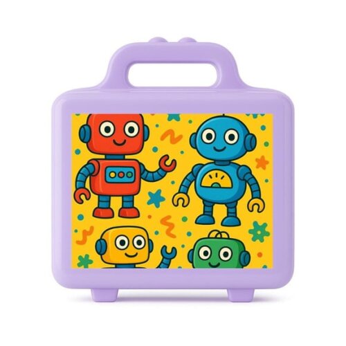 Maleta Plástica Personalizada 12x10cm Robôs Divertidos