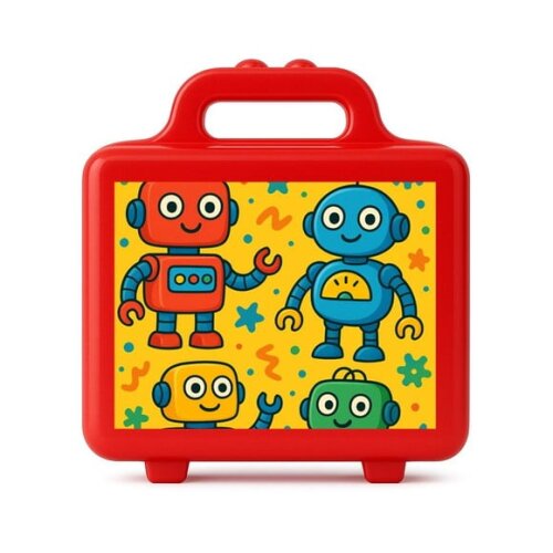 Maleta Plástica Personalizada 12x10cm Robôs Divertidos