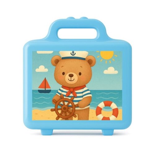 Maleta Plástica Personalizada 12x10cm Ursinho Marinheiro