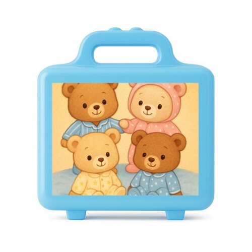 Maleta Plástica Personalizada 12x10cm Ursinhos de Pijama
